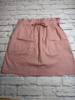 a new day Pink Paperbag Waist A-Line Cotton Skirt. Size Large.